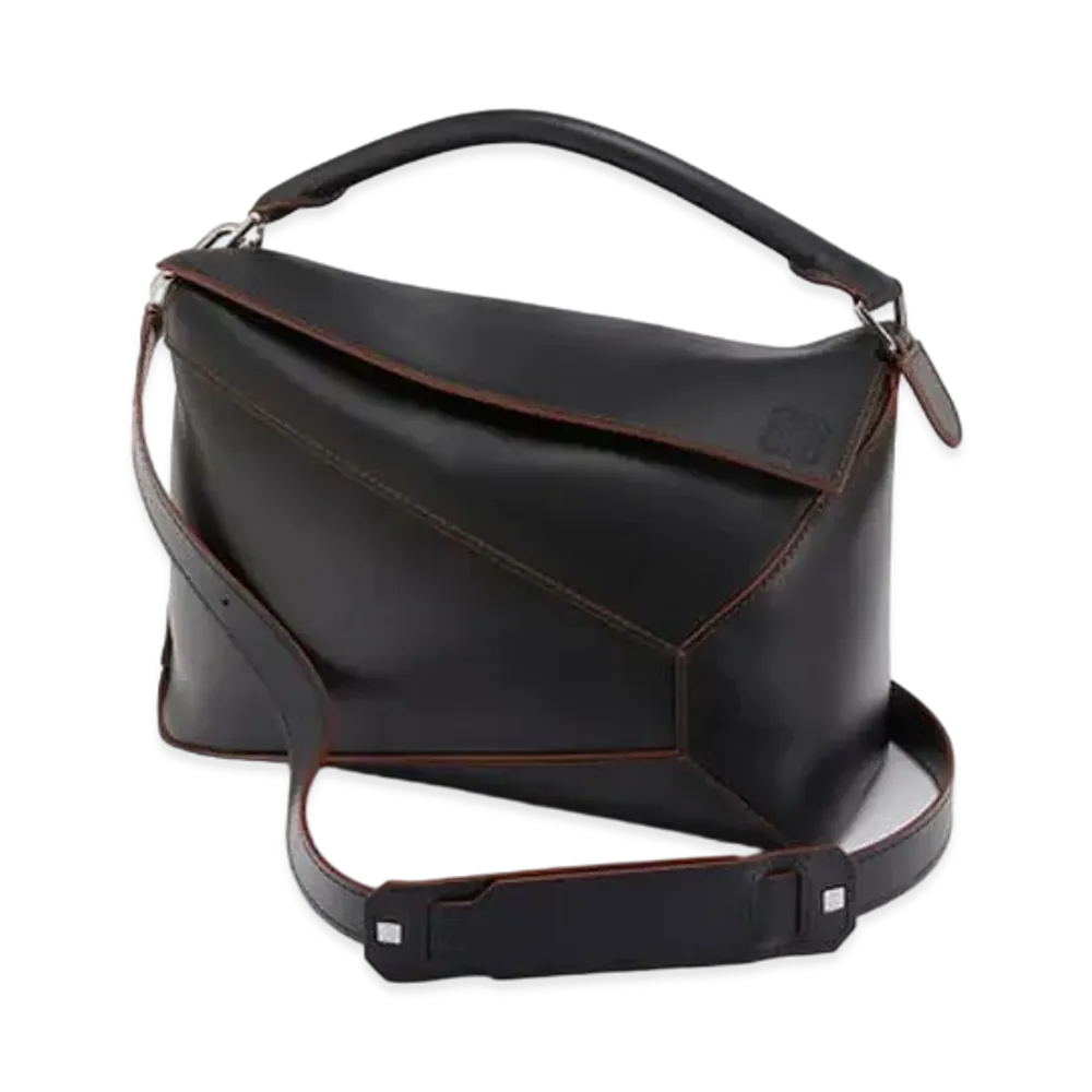 LOEWE Large Puzzle Edge Bag In Natural Calfskin "Black"