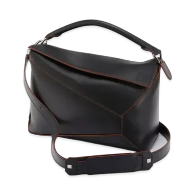 LOEWE Large Puzzle Edge Bag In Natural Calfskin "Black"