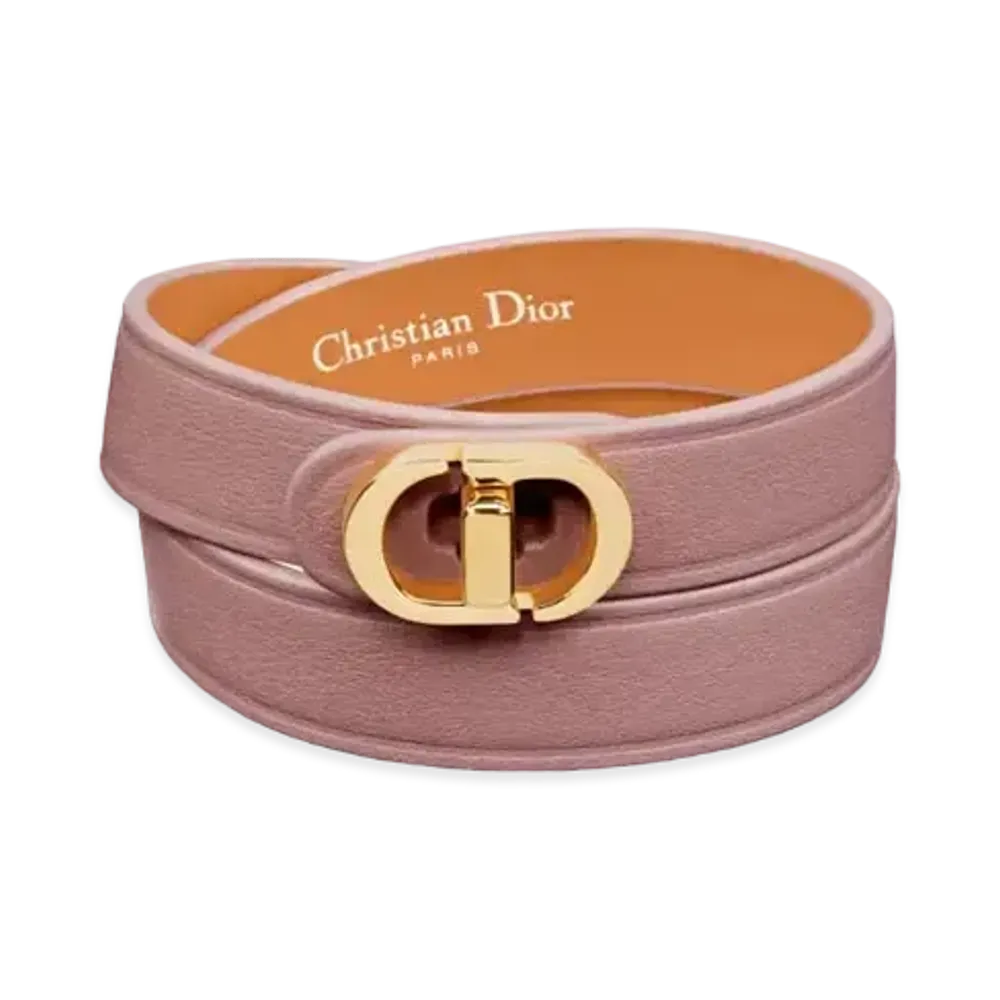 Dior 30 Montaigne Double Bracelet Calfskin and Gold-Finish Metal "Rose Des Vents"