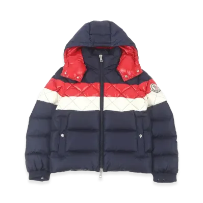MONCLER JANVRY GIUBBOTTO Tricolor Hooded Down Jacket "Navy"