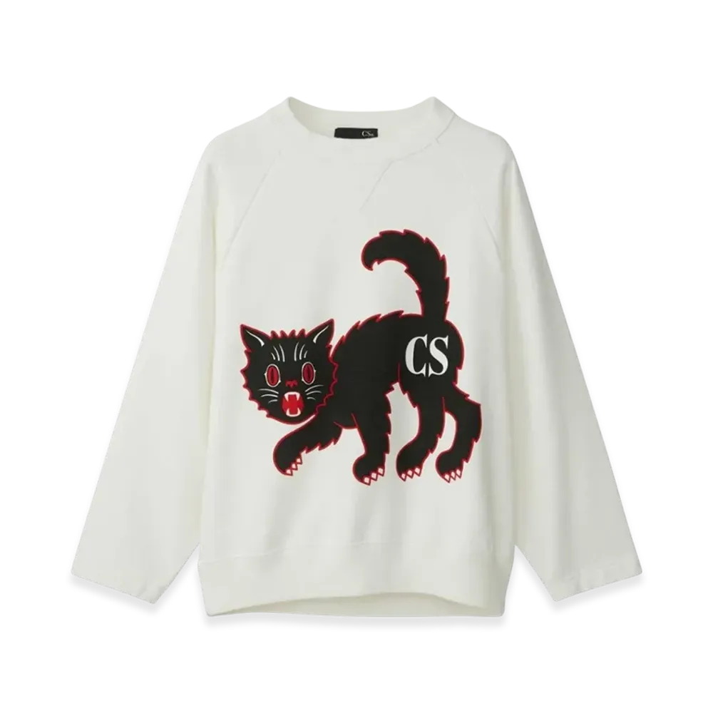 HYSTERIC GLAMOUR Black Cat Sweatshirt "White"