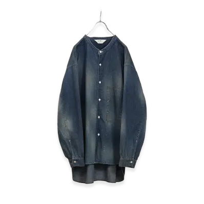 ANCELLM Denim Band Collar Shirt "Indigo"