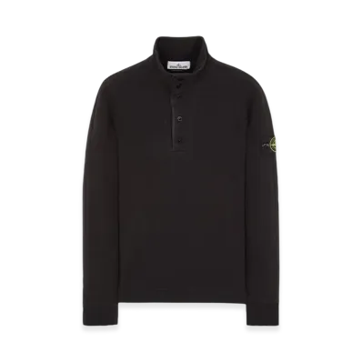 Stone Island 61152 Garment Dyed Stretch Cotton Fleece Valet-Stand Collar Sweatshirt - 23FW "Black"