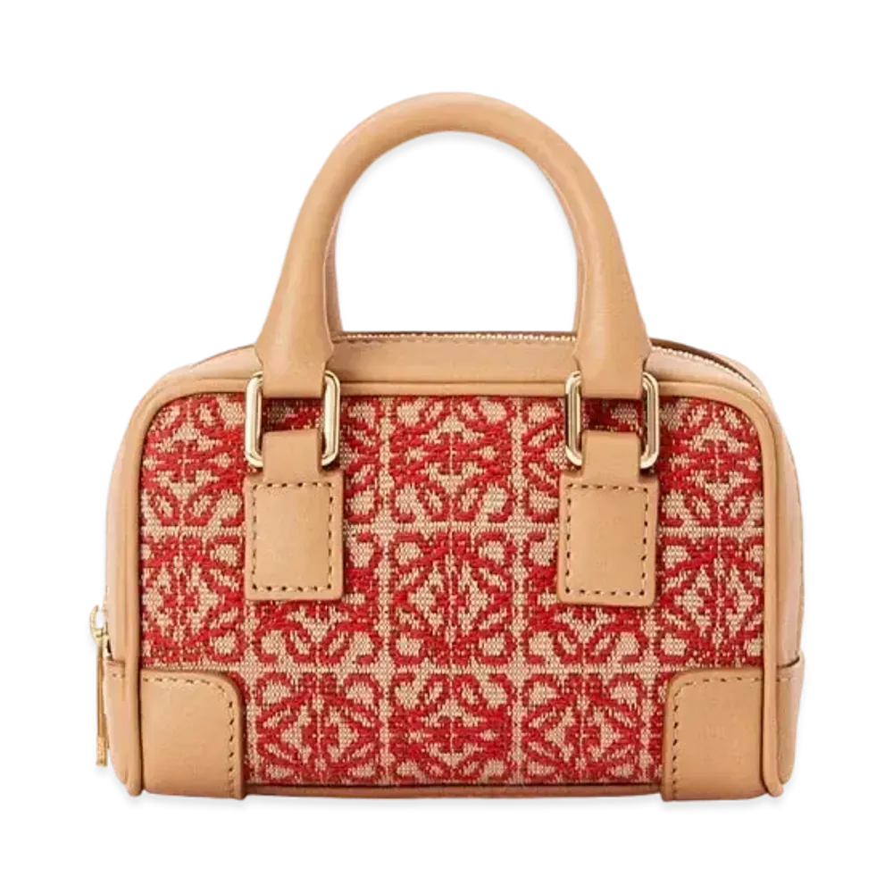 LOEWE Nano Amazona In Anagram Jacquard And Calfskin "Red/Warm Desert"