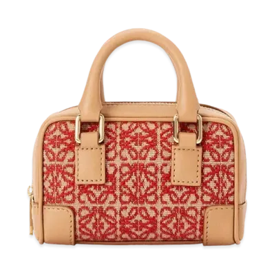 LOEWE Nano Amazona In Anagram Jacquard And Calfskin "Red/Warm Desert"