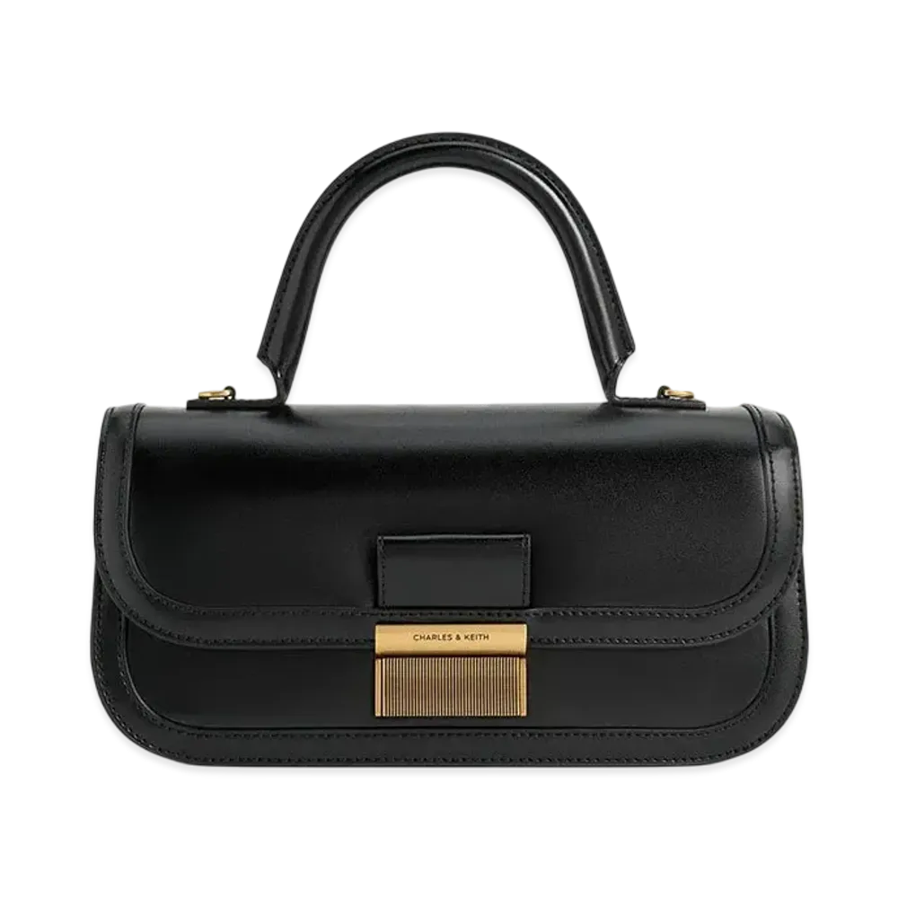 CHARLES & KEITH Charlotte Irongate Top Handle Bag "Black"