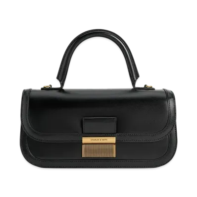 CHARLES & KEITH Charlotte Irongate Top Handle Bag "Black"