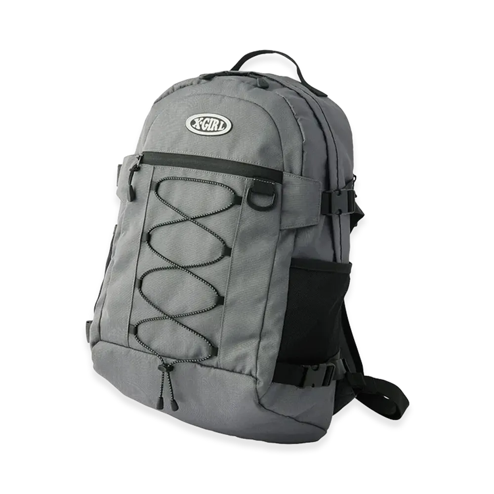 X-Girl Women's Oval Logo Bungee Cord Backpack "Grey"