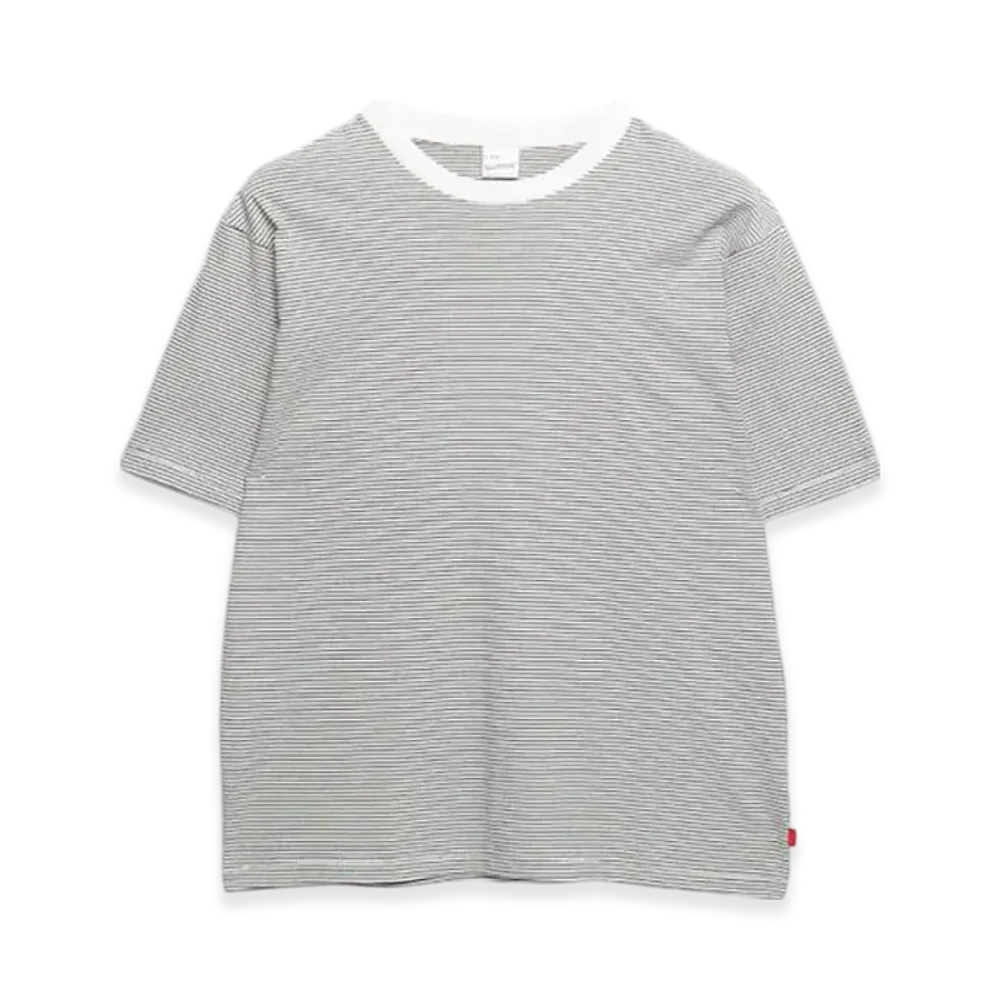Healthknit Narrow Border Crew Neck Short Sleeve T-Shirt "Natural Black"
