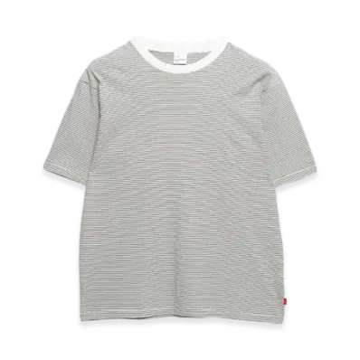Healthknit Narrow Border Crew Neck Short Sleeve T-Shirt "Natural Black"