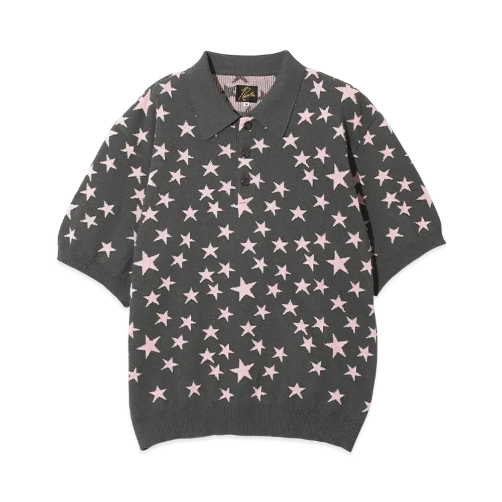 NEEDLES S/S Polo Sweater-PE/Washi Knit/Star "Gray"