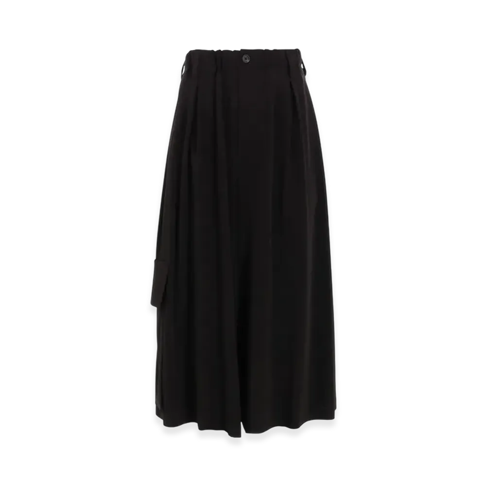 S'YTE Crepe de Chine Cropped Wide Pants With Gusseted Flap Pocket "Black"