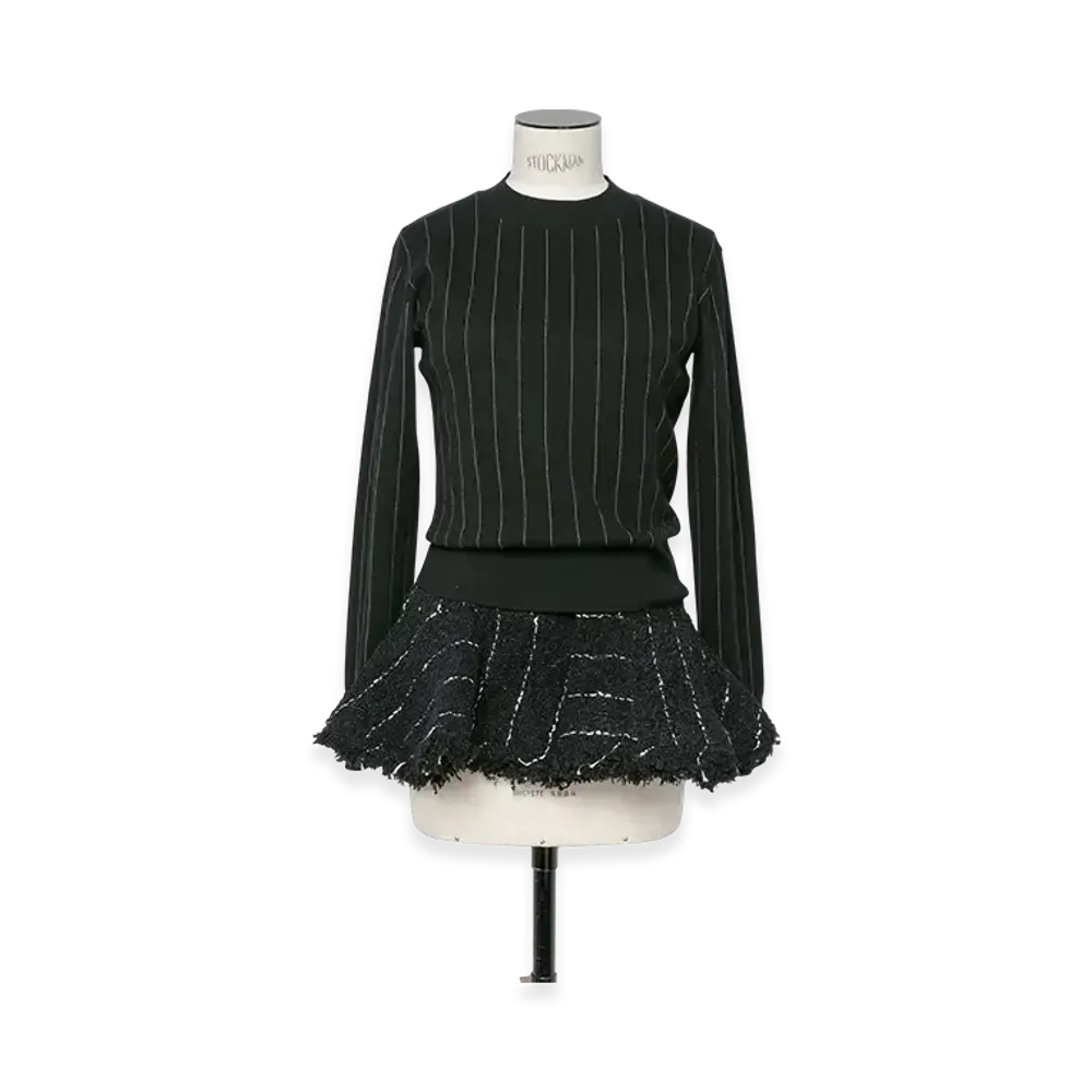 sacai Tweed x Knit Pullover "Black"