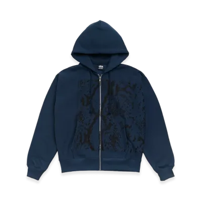 Stussy Snakeskin Zip Hoodie "Navy"