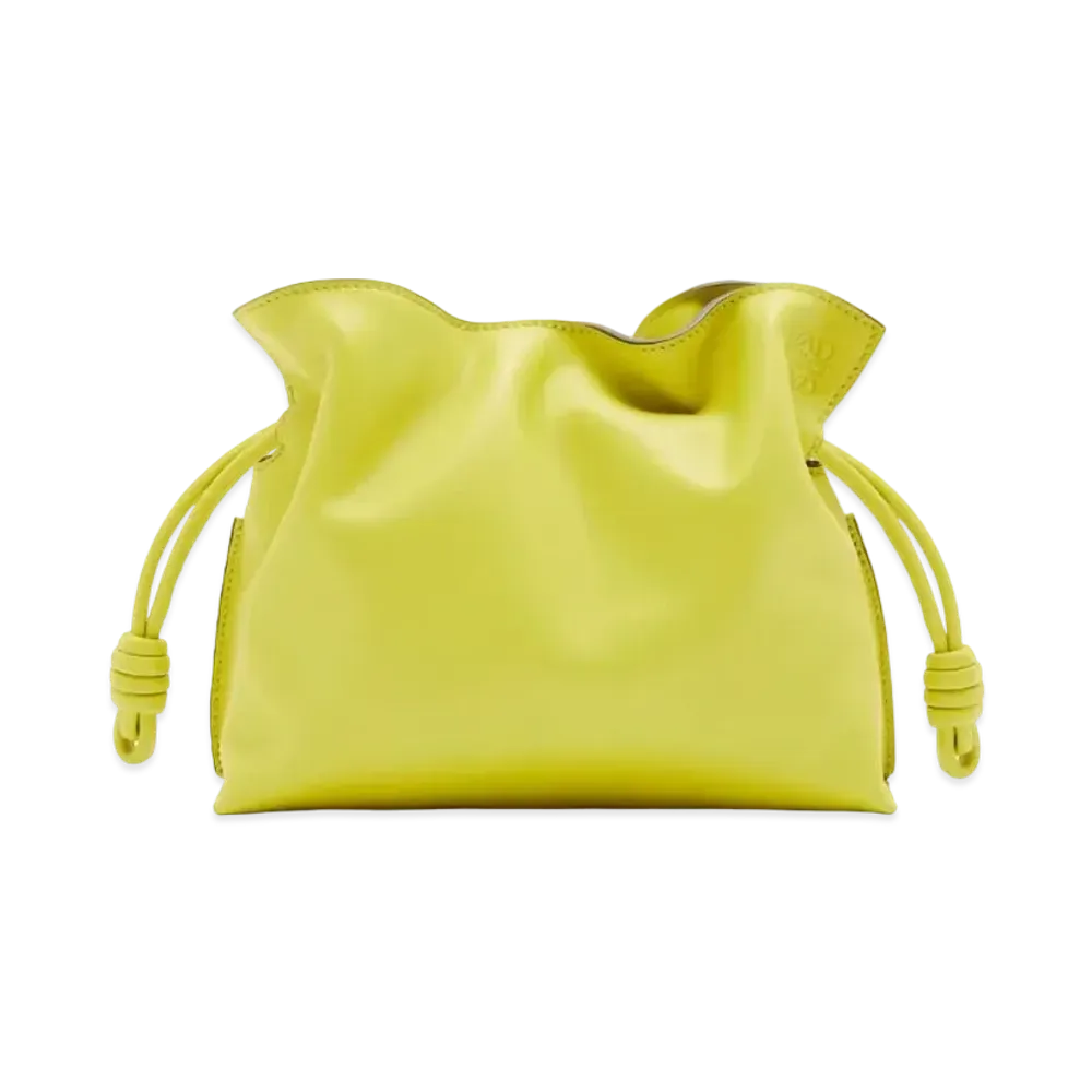 LOEWE Mini Flamenco Clutch In Nappa Calfskin "Lime Yellow"