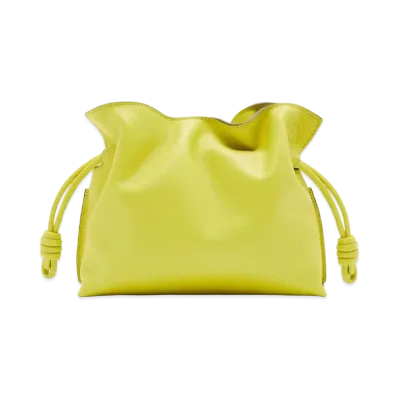 LOEWE Mini Flamenco Clutch In Nappa Calfskin "Lime Yellow"