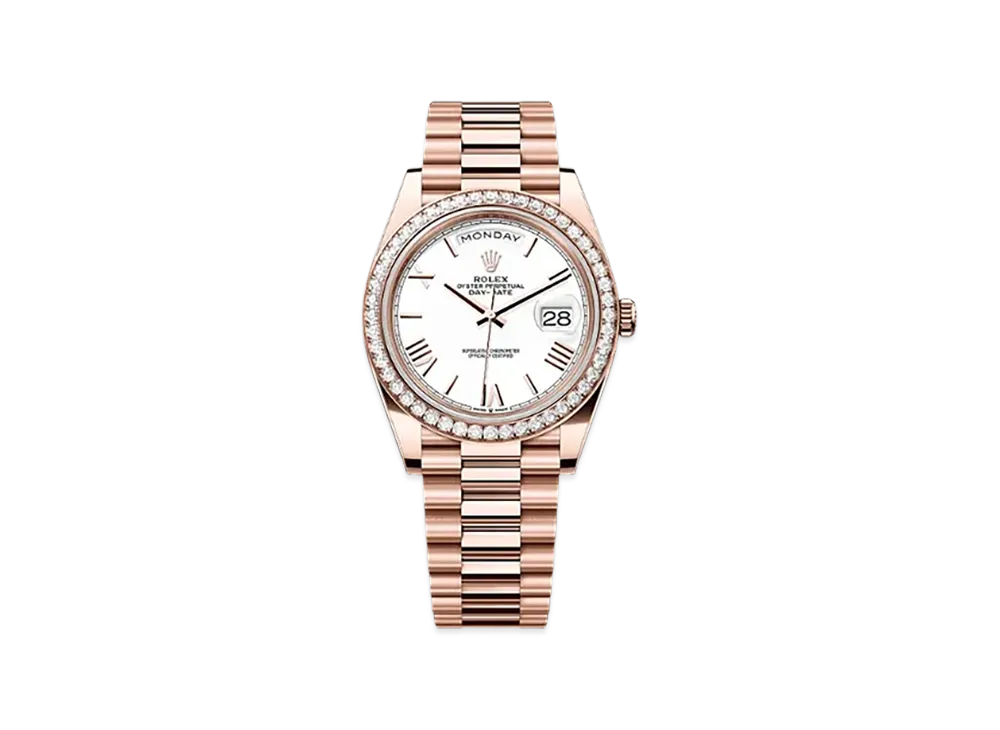 ROLEX Day-Date 40mm Everose Gold Diamond 228345RBR "White"