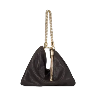 Jimmy Choo Callie Shimmer Suede Clutch Bag "Black"