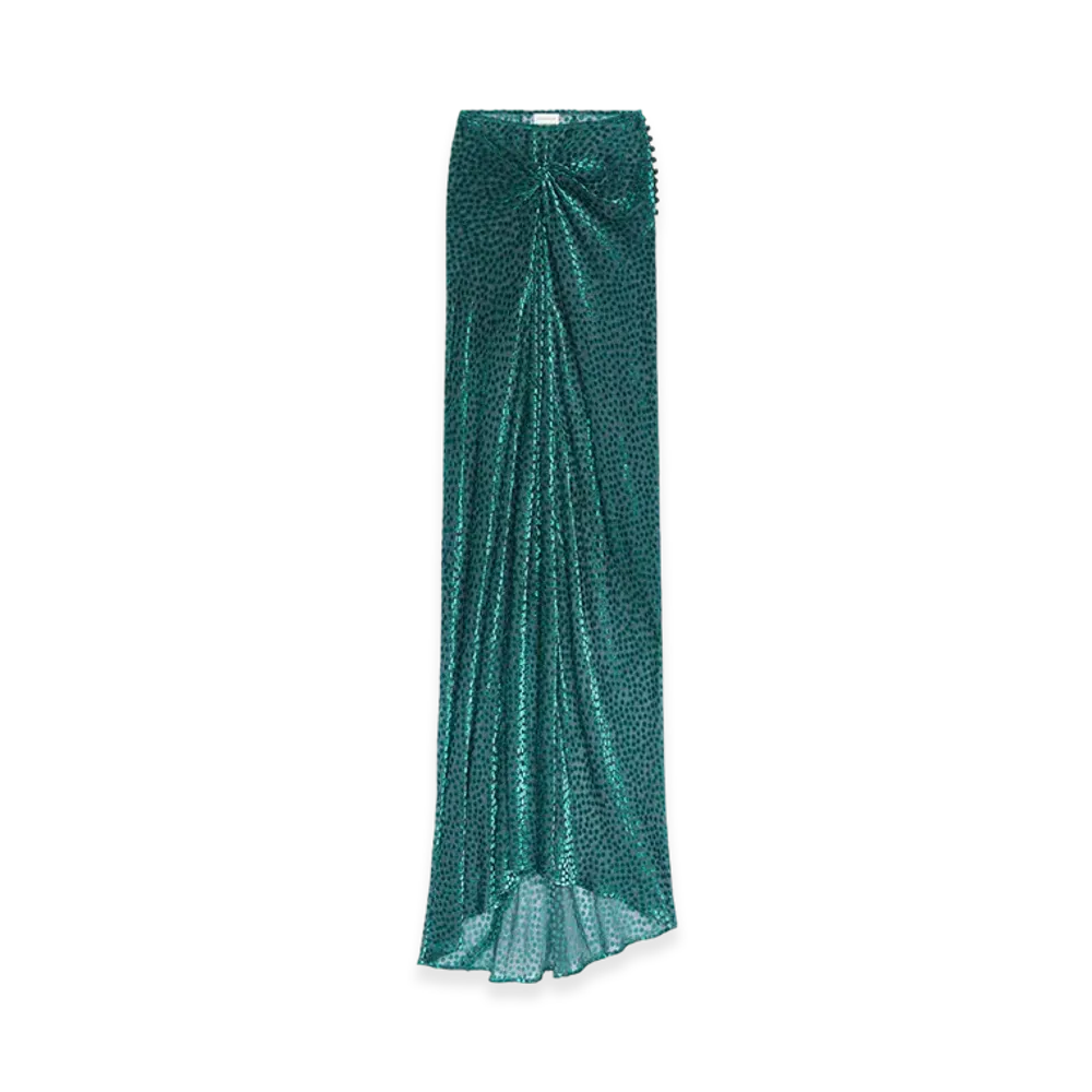 DRIES VAN NOTEN Women's Long Draped Skirt "Turquoise"