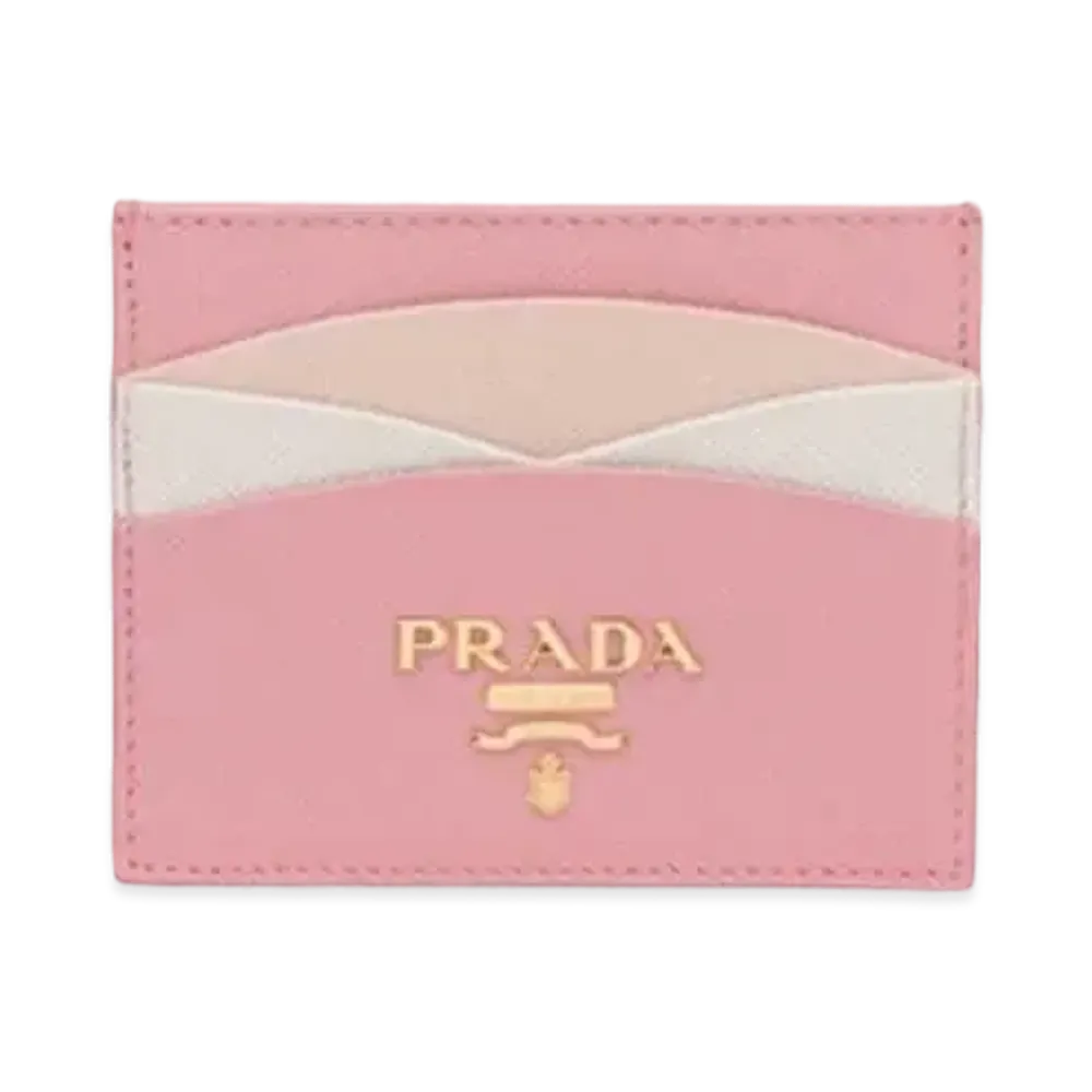 PRADA Saffiano Leather Card Holder "Petal Pink/Peach"