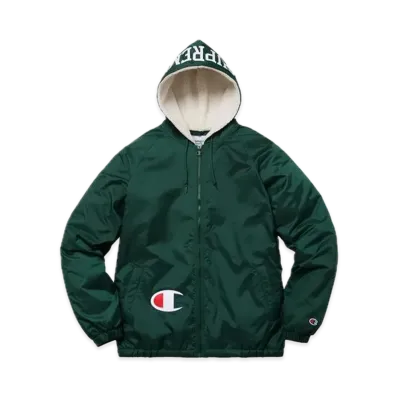 Supreme x Champion Sherpa Lined Hooded Jacket "Dark Green"