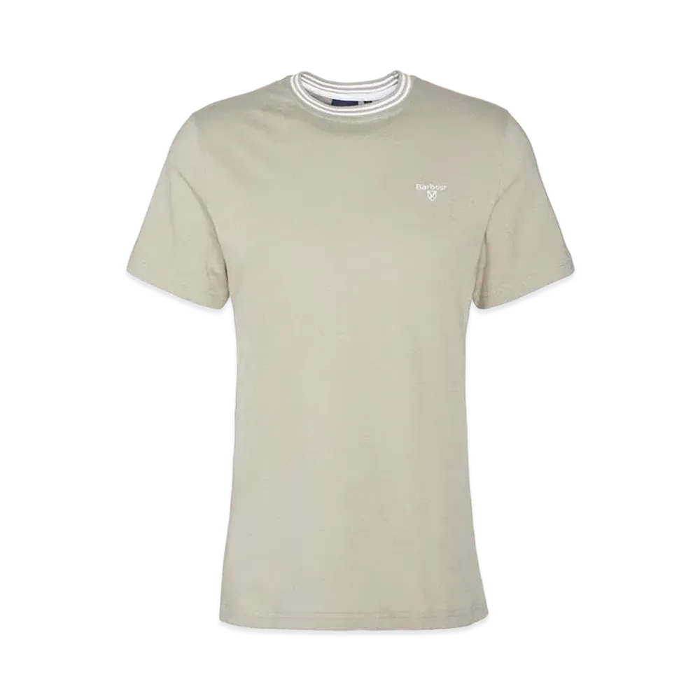 Barbour Striped Ribbed Neck T-shirt "Gray"