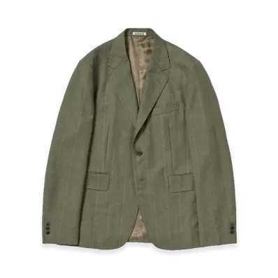 AURALEE Bluefaced Wool Jacket "Olive Gray Stripe"