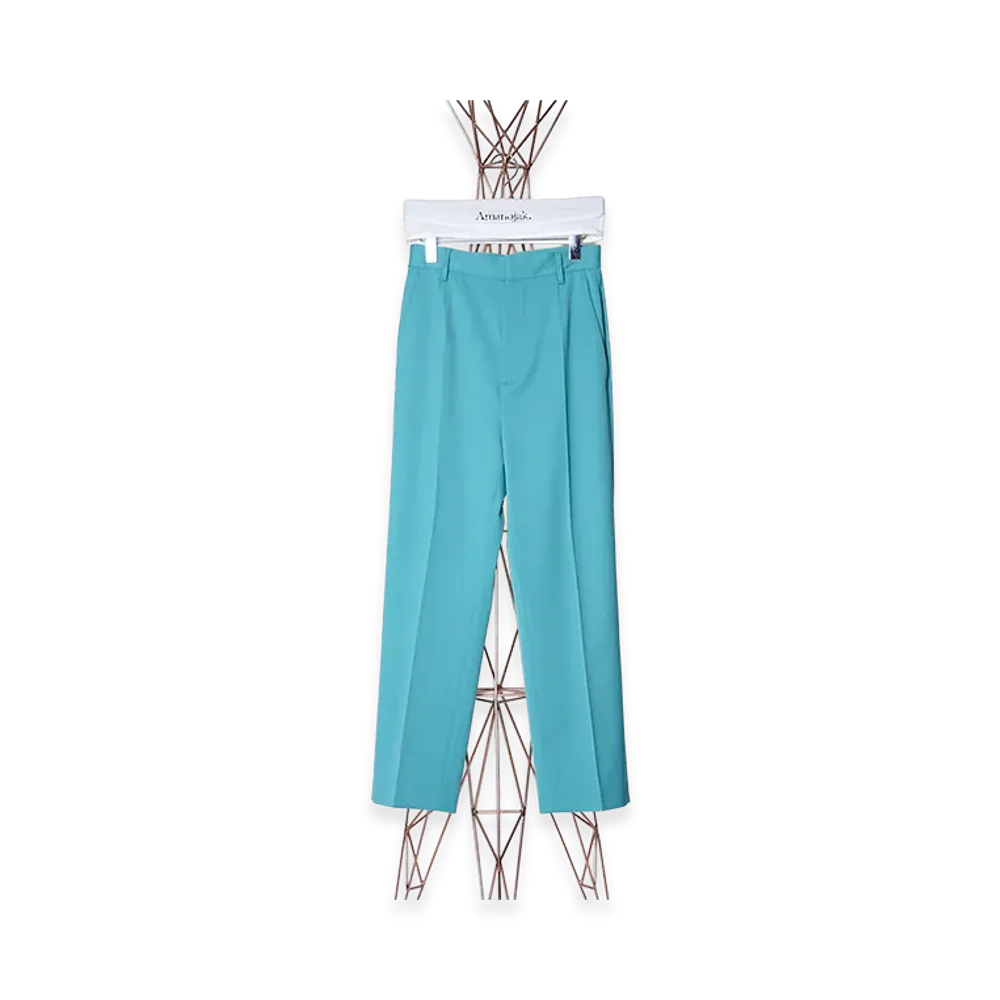 MM6 Maison Margiela Women's Smooth Woolstraight Pants "Turquoise"