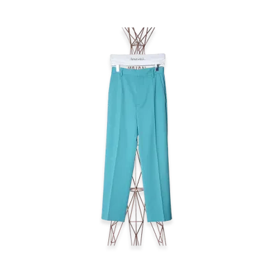 MM6 Maison Margiela Women's Smooth Woolstraight Pants "Turquoise"