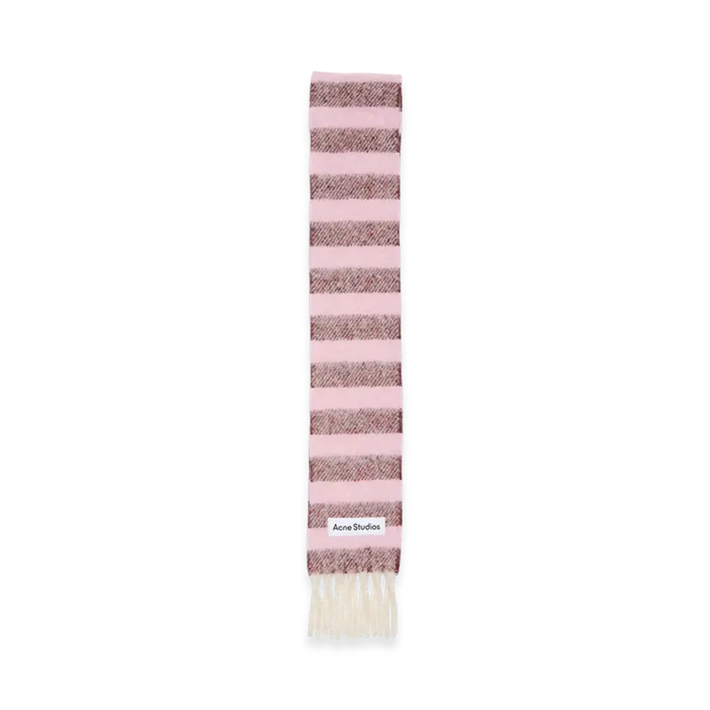 Acne Studios Fringed Wool Scarf - Skinny "Pink/Red"