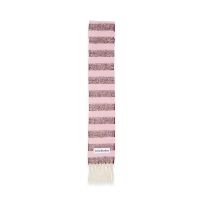 Acne Studios Fringed Wool Scarf - Skinny "Pink/Red"