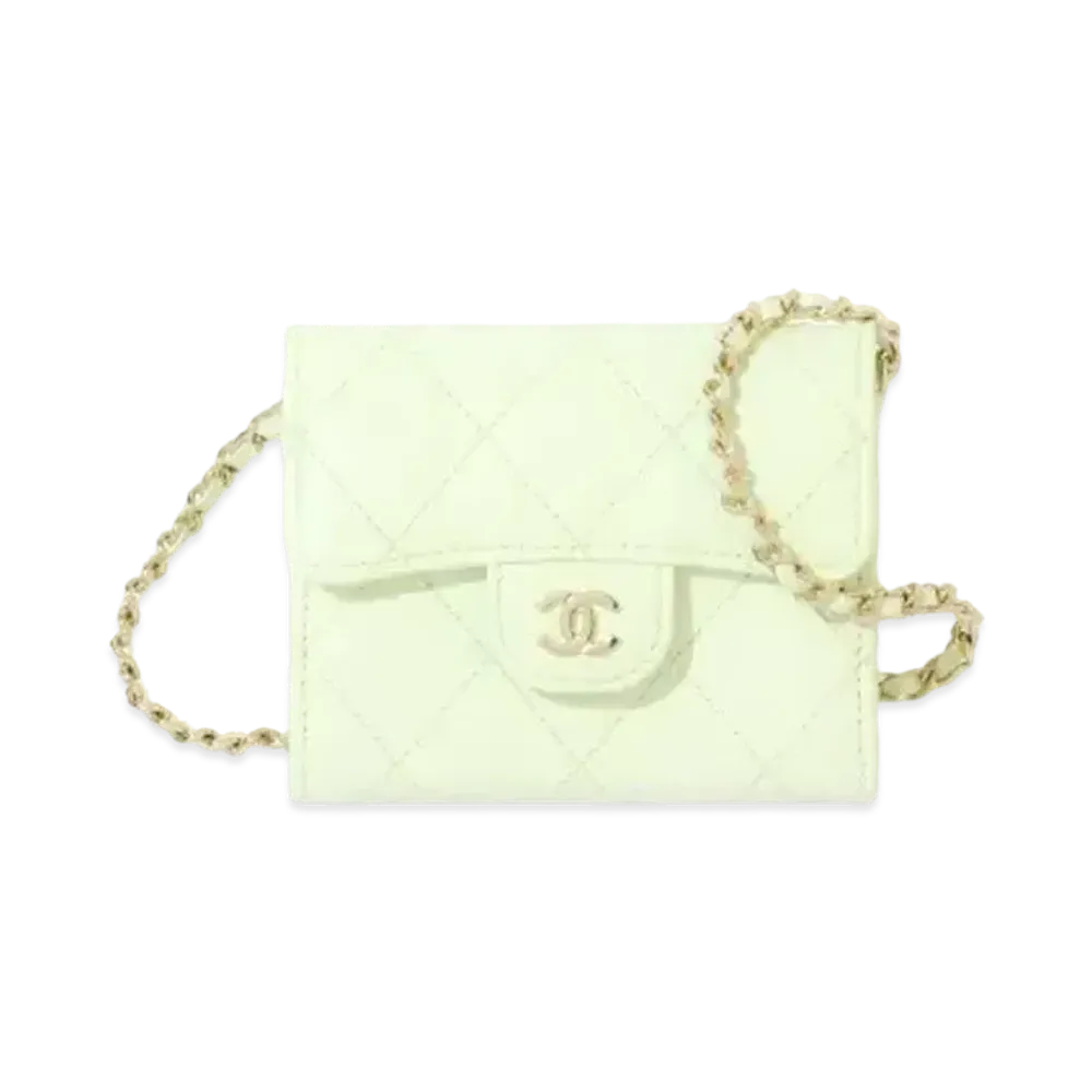 CHANEL Classic Chain Clutch Grain Shiny Calfskin "Green"