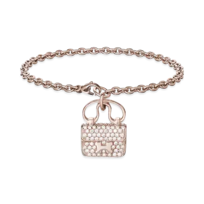 Hermes Constance Amulette Bracelet PM "Pink Gold/131 Diamonds"