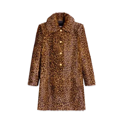 CELINE Babydoll Coat In Leopard Shearling "Leopard/Black"
