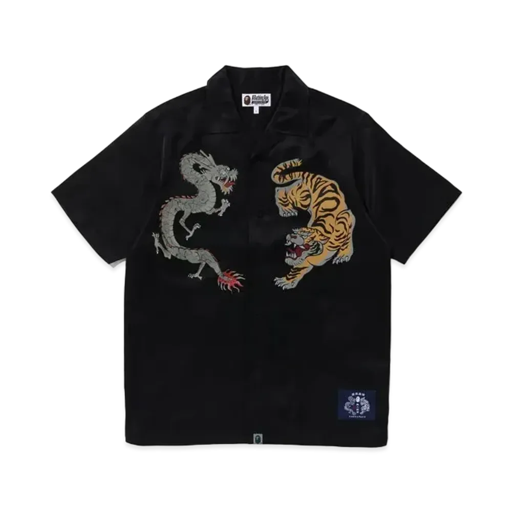 A BATHING APE Japanese Motif Relaxed Fit S/S Shirt "Black"