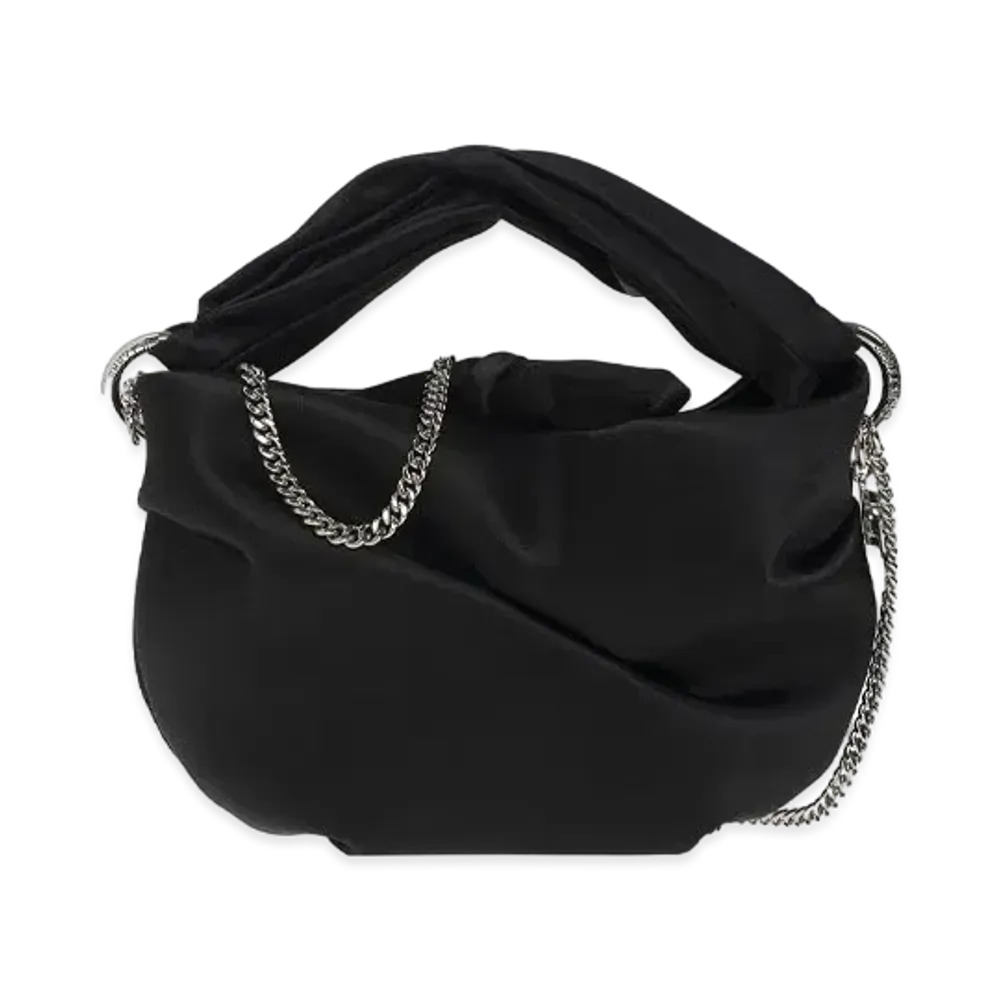 JIMMY CHOO BONNY Satin Bag With Twisted Handle "Black"