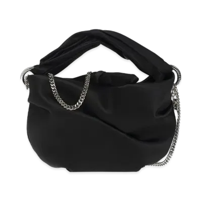 JIMMY CHOO BONNY Satin Bag With Twisted Handle "Black"