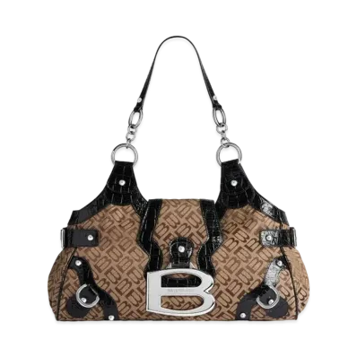 BALENCIAGA Essex Medium Bowling Bag "Ebony/Beige/Black"