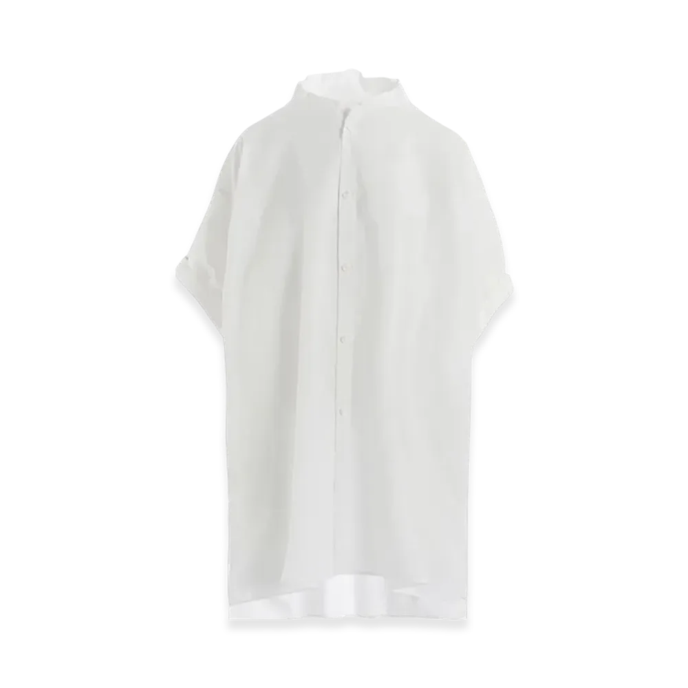 Y's Cotton Lawn Rolled-Up Half Sleeve Blouse "Off White"