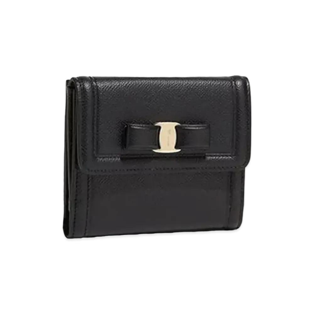Salvatore Ferragamo Vara Bow French Wallet "Black"
