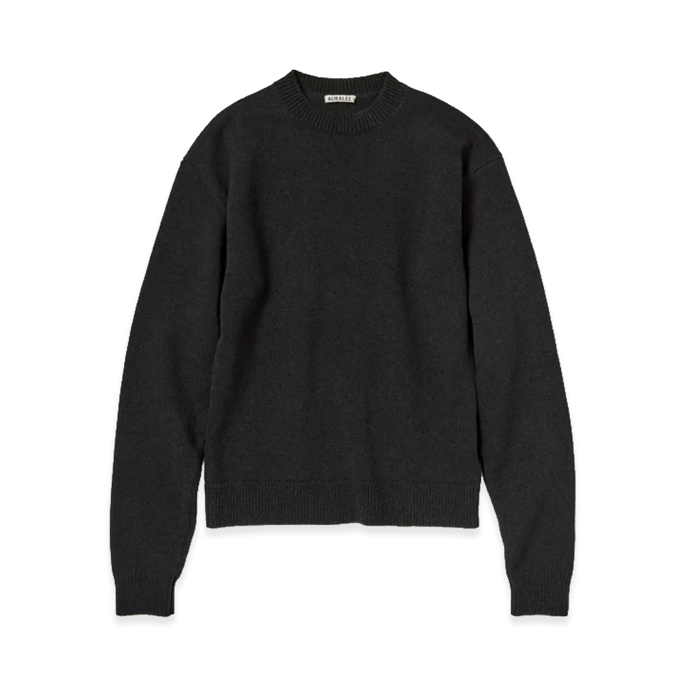 AURALEE Women's Super Fine Wool Knit P/O "Top Black"