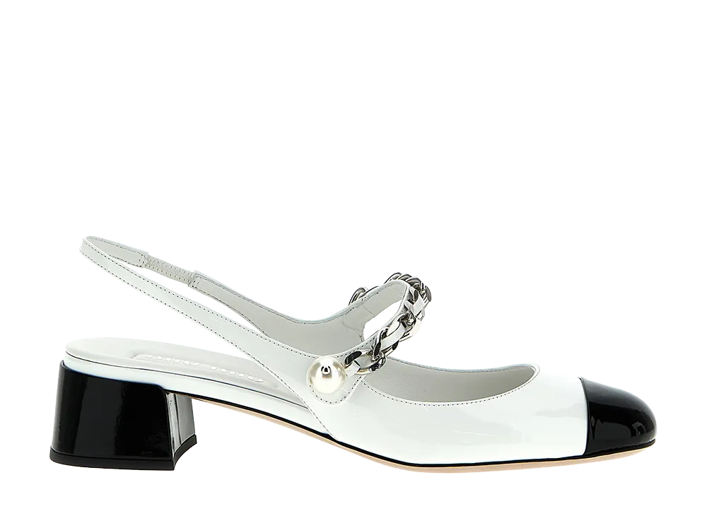 MIU MIU Women's Two-Tone Slingback Pumps "White/Black"