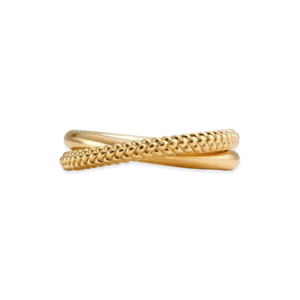 Bottega Veneta Intreccio Interlocking Double Ring "Yellow Gold"