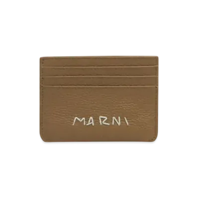 Marni Leather Cardholder with Marni Mending Embroidery "Creta"