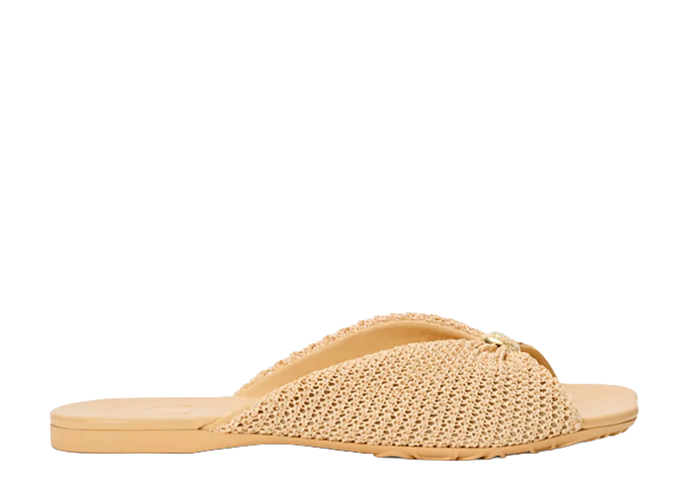 LOEWE Women's Pebble Soft Slide in Raffia-Effect Fabric "Natural"