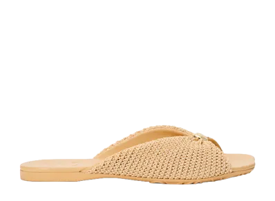 LOEWE Women's Pebble Soft Slide in Raffia-Effect Fabric "Natural"