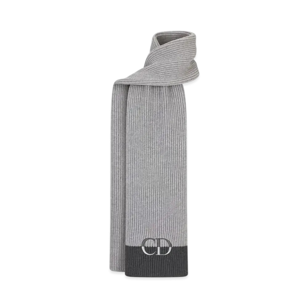Dior CD Icon Scarf Virgin Wool Knit "Gray/Anthracite Gray"