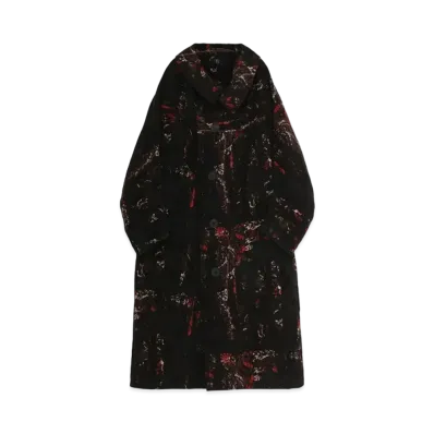 Yohji Yamamoto Y's BANDANA BLURRY PRINT JACQUARD LONG CAPE "Black"
