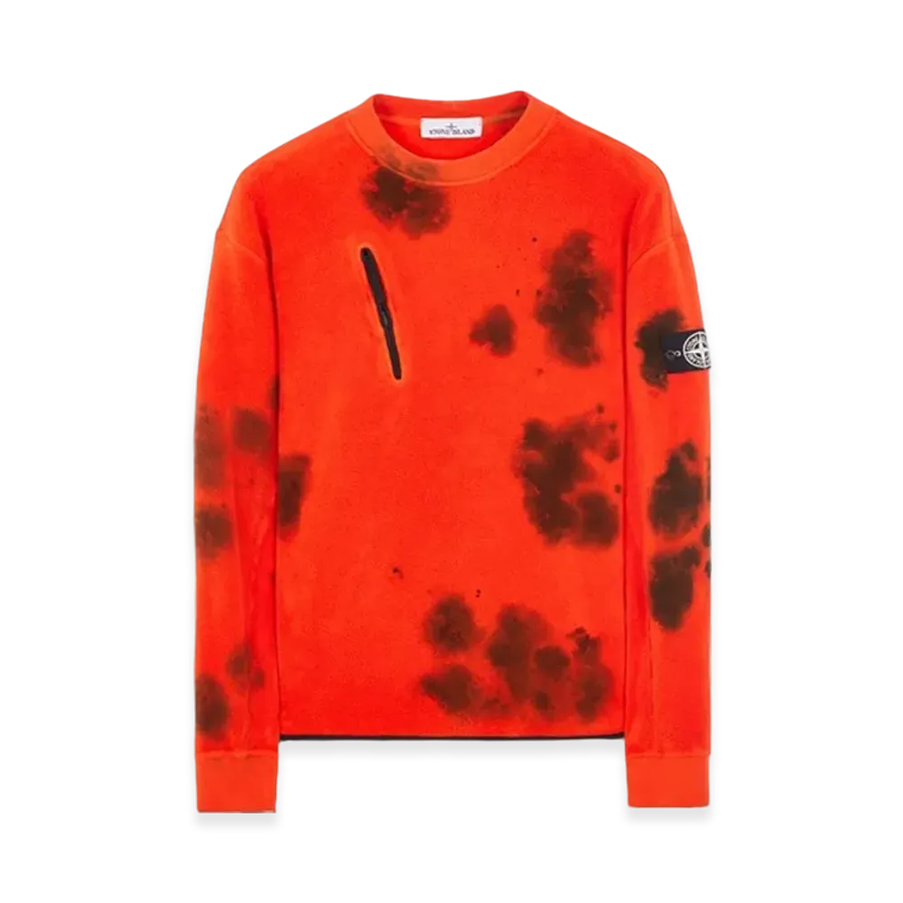 Stone Island 657E4 Hand Coloring and Garment Dyeing on Cotton Pile - 23FW "Lobster Red"