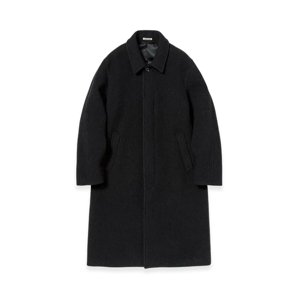 AURALEE Sponge Bonded Wide Wale Wool Soutien Collar Coat "Black"